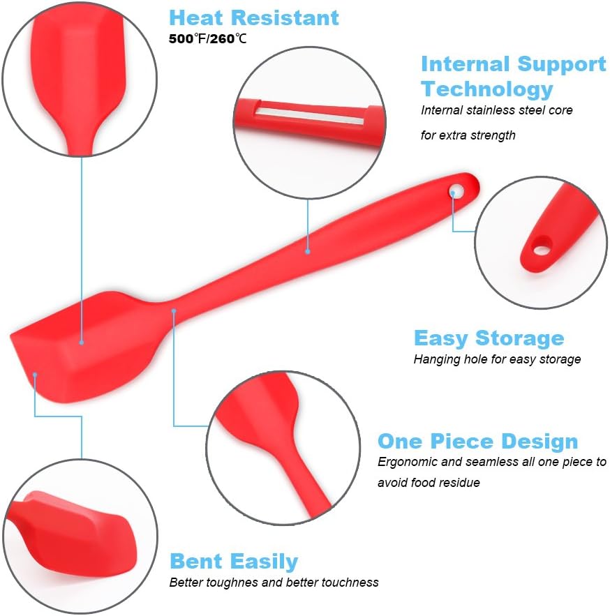 Silicone Spatula, Heat-Resistant Spatulas, Non-stick Rubber Spatulas with Stainless Steel Core -4-piece Set Silicone Spatula, Heat-Resistant Spatulas, Non-stick Rubber Spatulas with Stainless Steel Core -4-piece Set